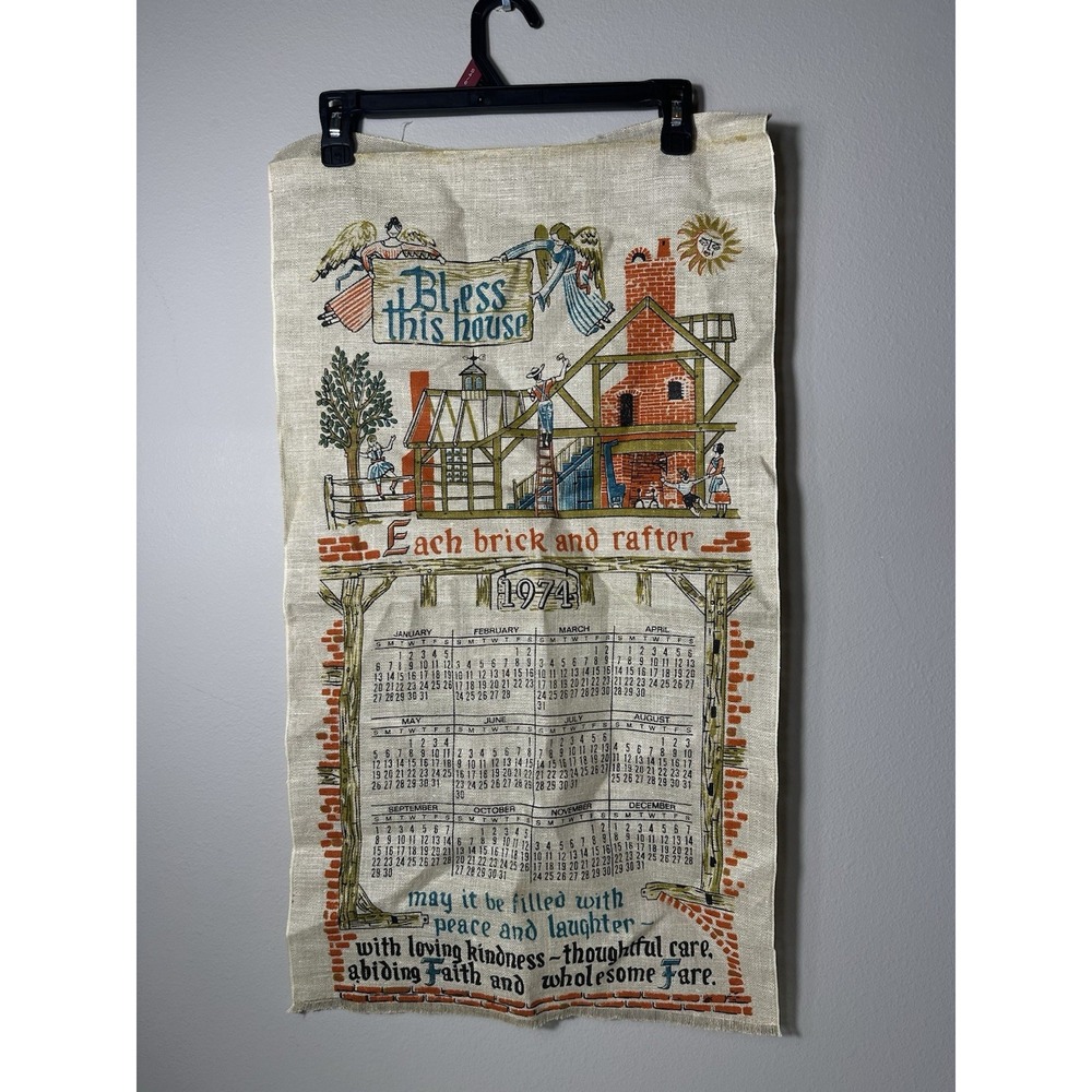 1974 Vintage Calendar Towel Decor Home